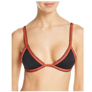 ELLEJAY Mara Bikini Top In Black & Orange Made in USA Large NEW